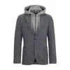 Hugo Boss Slim-fit Jacket In Stretch Jersey With Detachable Hood In Silver