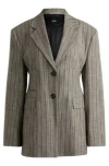 Hugo Boss Slim-fit Jacket In Striped Stretch Cloth In Patterned