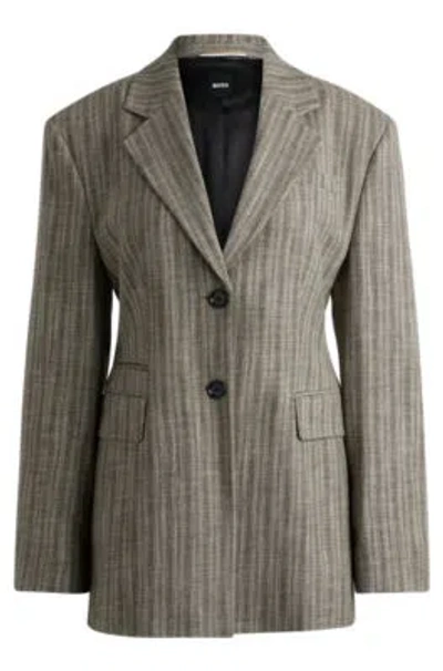 Hugo Boss Slim-fit Jacket In Striped Stretch Cloth In Patterned