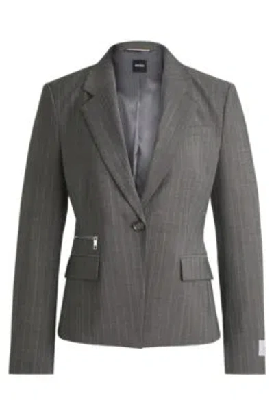 Hugo Boss Slim-fit Jacket In Striped Wool In Patterned