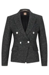 Hugo Boss Slim-fit Jacket In Structured Tweed In Patterned