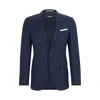 Hugo Boss Slim-fit Jacket In Virgin Wool And Linen In Blue