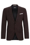 Hugo Boss Slim-fit Jacket In Virgin Wool And Linen In Light Red