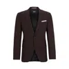 Hugo Boss Slim-fit Jacket In Virgin Wool And Linen In Red
