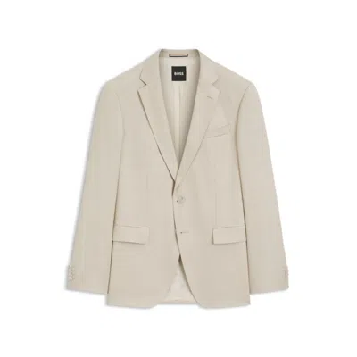 Hugo Boss Slim-fit Jacket In Virgin-wool Serge In Brown