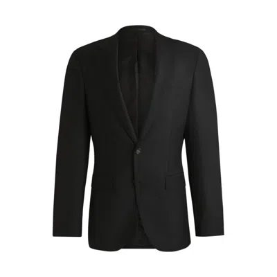 Hugo Boss Slim-fit Jacket In Virgin Wool With Stretch In Black
