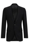 Hugo Boss Slim-fit Jacket In Virgin Wool With Stretch In Black