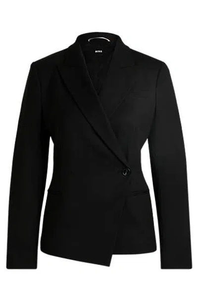 Hugo Boss Slim-fit Jacket In Wool-blend Twill In Black