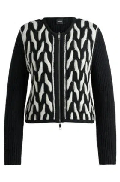 Hugo Boss Slim-fit Jacket In Wool Jacquard In Patterned