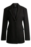 Hugo Boss Slim-fit Jacket In Wool Twill In Black