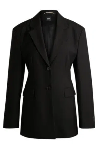 Hugo Boss Slim-fit Jacket In Wool Twill In Black