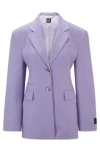 Hugo Boss Slim-fit Jacket In Wool Twill In Purple