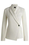 Hugo Boss Slim-fit Jacket In Wool Twill In White