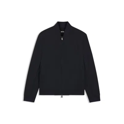 Hugo Boss Slim-fit Jacket In Wrinkle-resistant Fabric In Blue