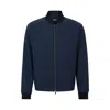 Hugo Boss Slim-fit Jacket In Wrinkle-resistant Mesh In Blue