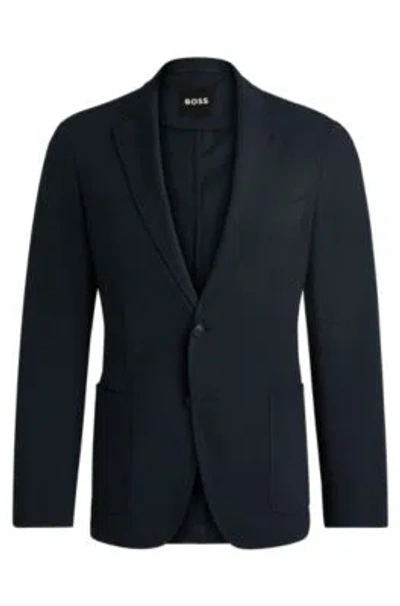 Hugo Boss Slim-fit Jacket In Wrinkle-resistant Performance-stretch Fabric In Dark Blue