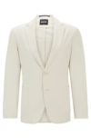 Hugo Boss Slim-fit Jacket In Wrinkle-resistant Performance-stretch Fabric In White