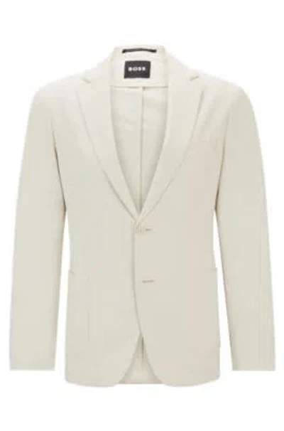 Hugo Boss Slim-fit Jacket In Wrinkle-resistant Performance-stretch Fabric In White