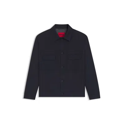 Hugo Boss Slim-fit Jacket In Wrinkle-resistant Twill In Black