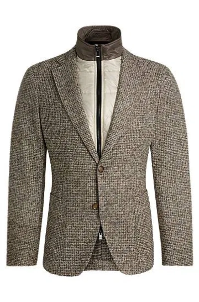 Hugo Boss Slim-fit Jacket With Zip-up Inner In White