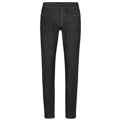 Hugo Boss Slim-fit Jeans In Black Performance-stretch Knitted Denim