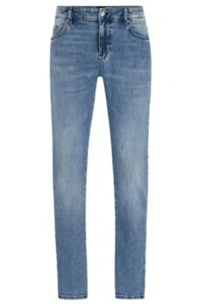 Hugo Boss Slim-fit Jeans In Blue Cashmere-touch Denim
