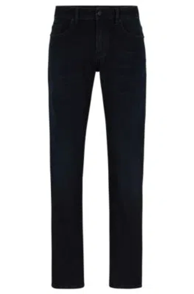 HUGO BOSS SLIM-FIT JEANS IN BLUE COZY-KNIT DENIM
