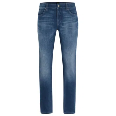 Hugo Boss Slim-fit Jeans In Blue Italian Cashmere-touch Denim