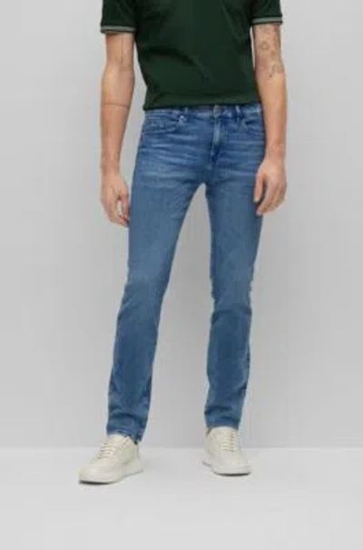 Hugo Boss Slim-fit Jeans In Blue Italian Denim In Turquoise