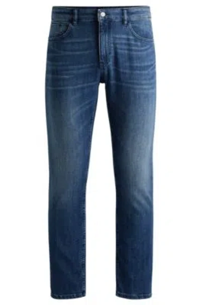 HUGO BOSS SLIM-FIT JEANS IN BLUE MECHANICAL-STRETCH DENIM
