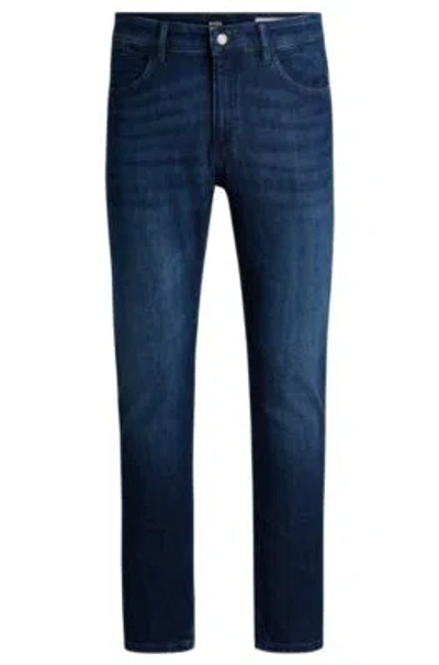 Hugo Boss Slim-fit Jeans In Blue Mechanical-stretch Denim