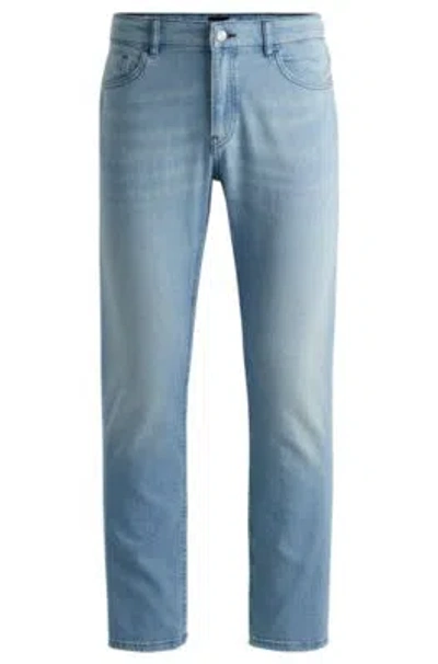 Hugo Boss Slim-fit Jeans In Blue Mechanical-stretch Denim In Turquoise