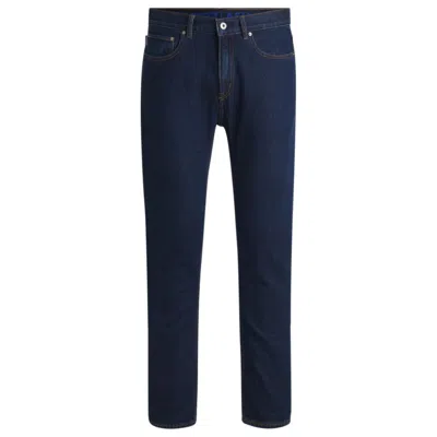 HUGO BOSS SLIM-FIT JEANS IN DARK-BLUE STRETCH DENIM