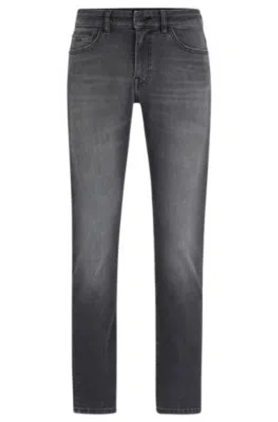 Hugo Boss Slim-fit Jeans In Gray Soft-motion Denim In Grey