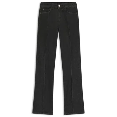 Hugo Boss Slim-fit Jeans In Marble-structured Black Stretch Denim