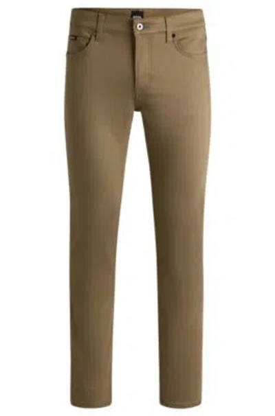 Hugo Boss Slim-fit Jeans In Performance Denim In Light Green