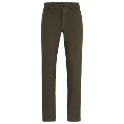 Hugo Boss Slim-fit Jeans In Two-tone Stretch Denim In Khaki