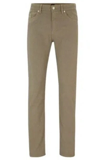 Hugo Boss Slim-fit Jeans In Two-tone Stretch Denim In Light Beige