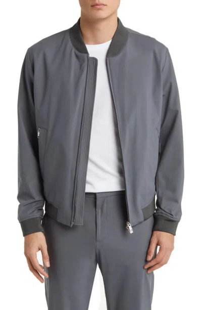 Hugo Boss Boss Slim Fit Jersey Bomber Jacket In Medium Grey