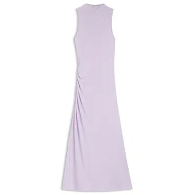 Hugo Boss Slim-fit Jersey Dress With Gathered Details In Purple
