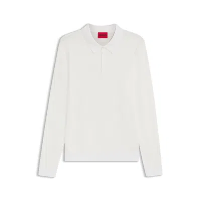 Hugo Boss Slim-fit Knit Polo With Concealed Placket In Neutral