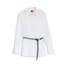 Hugo Boss Slim-fit Long-length Blouse With Faux-leather Belt In White