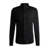 Hugo Boss Monochrome Poplin Shirt Slim Fit In Black
