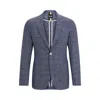 Hugo Boss Slim-fit Micro-patterned Jacket In Checked Serge In Grey