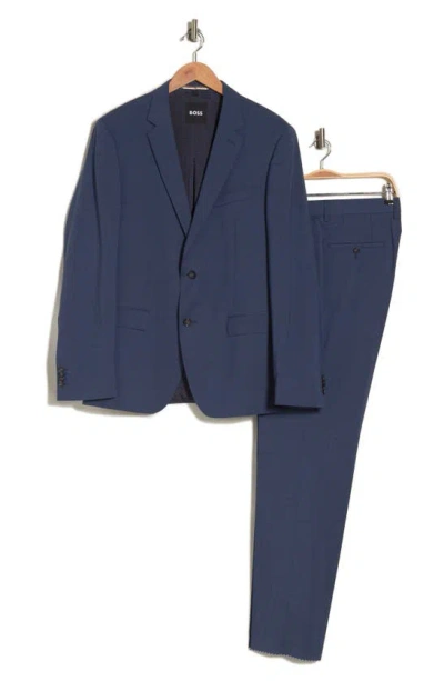 Hugo Boss Slim Fit Notch Lapel Virgin Wool Suit In Blue