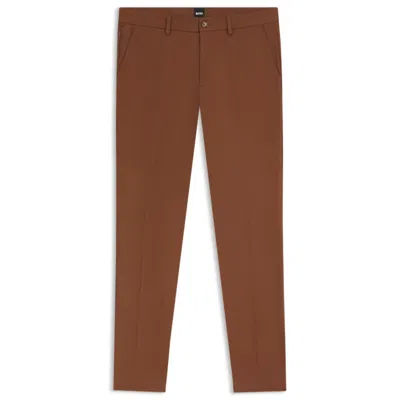 Hugo Boss Slim-fit Pants In Cotton In Brown