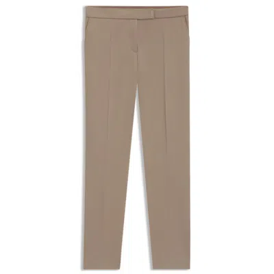 Hugo Boss Slim-fit Pants In Micro-structured Stretch Fabric In Brown