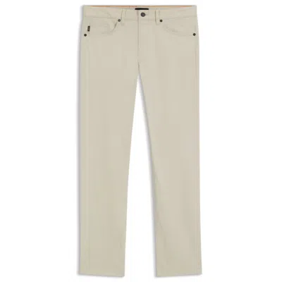 Hugo Boss Slim-fit Pants In Washed Stretch Cotton In Gray
