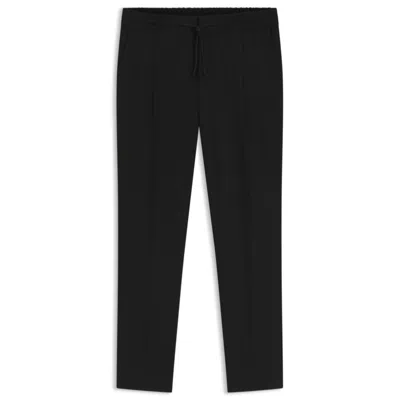 Hugo Boss Slim-fit Pants In Wool-blend Twill With Stretch In Black
