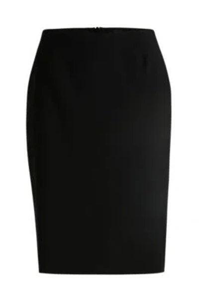 Hugo Boss Slim-fit Pencil Skirt In Virgin Wool In Black